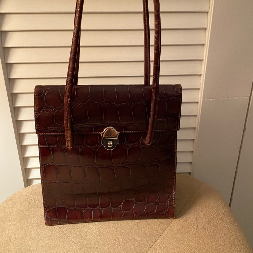Furla Handbag Alligator Stamped Leather.